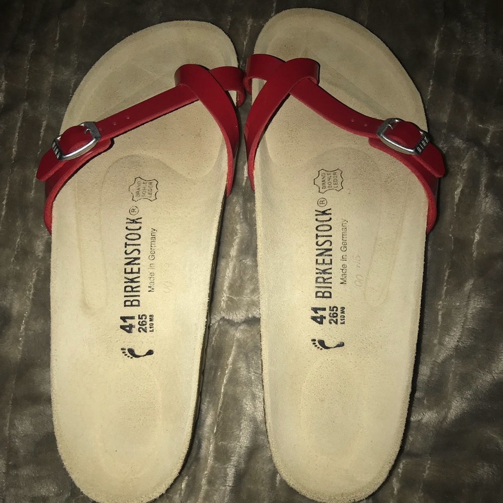 Birkenstock Red Authentic Sandals.